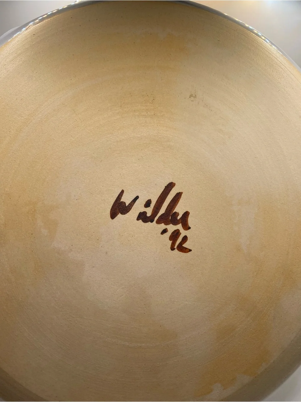 VTG 1992 Mike Wilder Signed Studio Art Pottery Fluted Pie Plate Landscape 11.5”